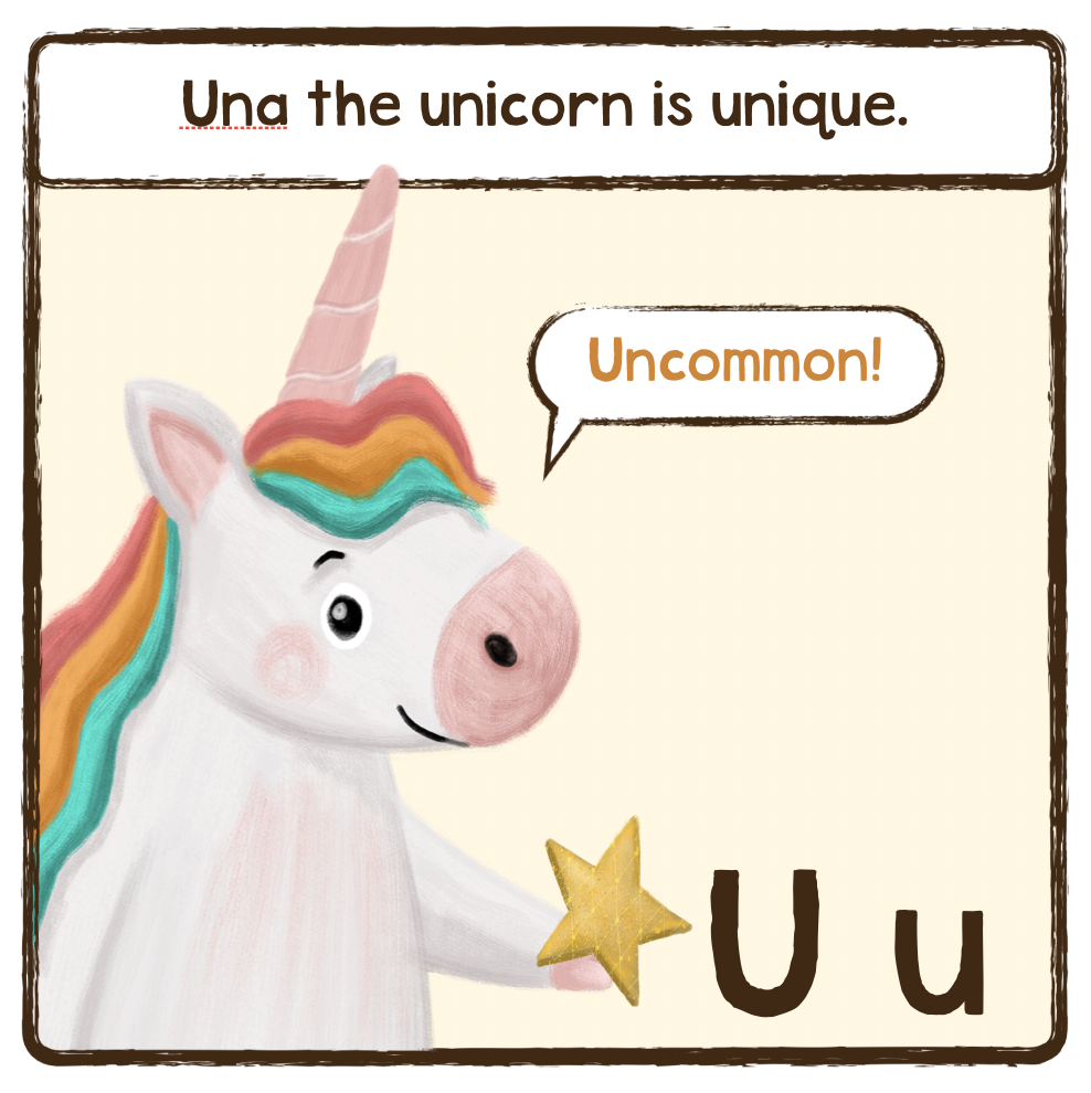 u is for unicorn page